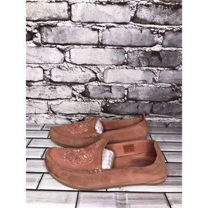 Jacques Levine 1936 Pink Suede Leather Floral Pointed Toe Flats Women Sz 10M US